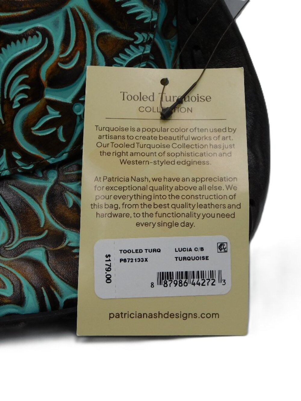 Patricia Nash Lucia Embossed Tooled Leather Turquoise Crossbody Bag | NWT - Picture 4 of 10